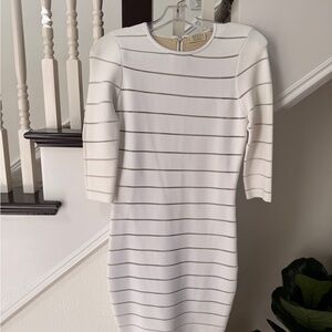 Torn by Ronny Kobo White and Cream Striped Dress